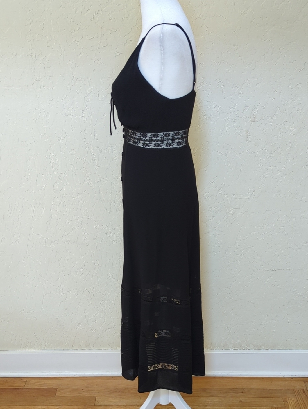 Reformation Black Lace-Panel Midi Slip Dress - Picture 7 of 16